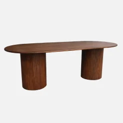 Oval dining table in rubberwood and oak veneer for 8 seats