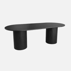 Oval dining table in rubberwood and oak veneer for 8 seats
