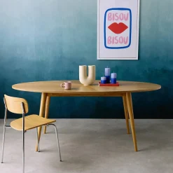 Oval dining table rubber wood and oak veneer 6 places