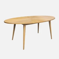 Oval dining table rubber wood and oak veneer 6 places