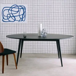 Oval dining table rubber wood and oak veneer 6 places