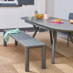 Oval extendable aluminum garden table 220/280 cm seats 10