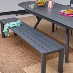 Oval extendable aluminum garden table 220/280 cm seats 10