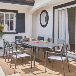 Oval extendable aluminum garden table 220/280 cm seats 10