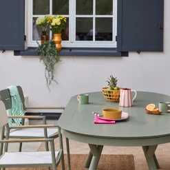 Oval extendable aluminum garden table 220/280 cm seats 10