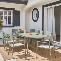 Oval extendable aluminum garden table 220/280 cm seats 10