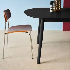Oval extendable dining table rubberwood and oak veneer 4-6 seats