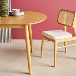 Oval extendable dining table rubberwood and oak veneer 4-6 seats