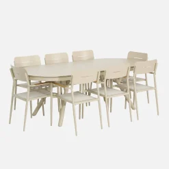 Oval extendable garden table aluminium + 8 armchairs