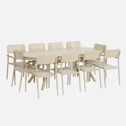 Oval extendable garden table aluminium + 10 armchairs