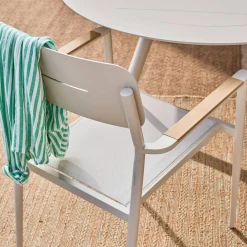 Oval extendable garden table 220/280cm + 6 armchairs, aluminium