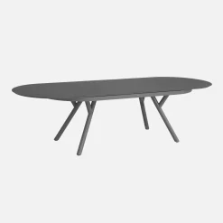 Oval extendable garden table 220/280cm + 6 armchairs, aluminium