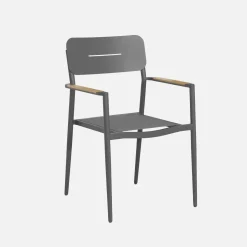 Oval extendable garden table 220/280cm + 6 armchairs, aluminium