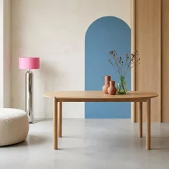 Oval rubberwood dining table 180cm seats 6