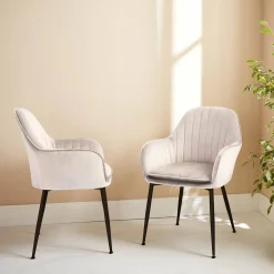 Pair of accent velvet armchairs with metal legs