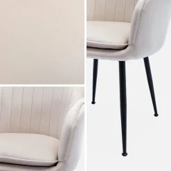 Pair of accent velvet armchairs with metal legs
