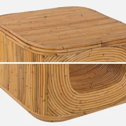 Pair of bedside tables or side tables in natural rattan