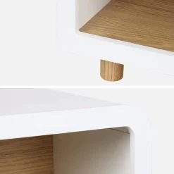 Pair of bedside tables with a wooden effect and 2 niches