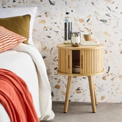 Pair of bedside tables with sliding doors