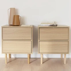 Pair of bedside tables with wood-effect