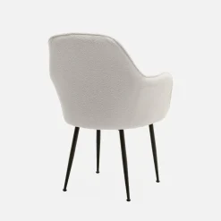 Pair of boucle fabric accent chairs with metal legs