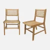 Pair of cane and wooden garden chairs