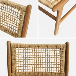Pair of cane and wooden garden chairs