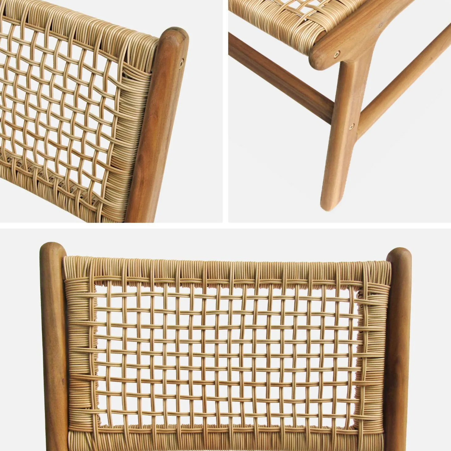 Pair of cane and wooden garden chairs