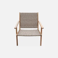 Pair of chairs in acacia wood and resin