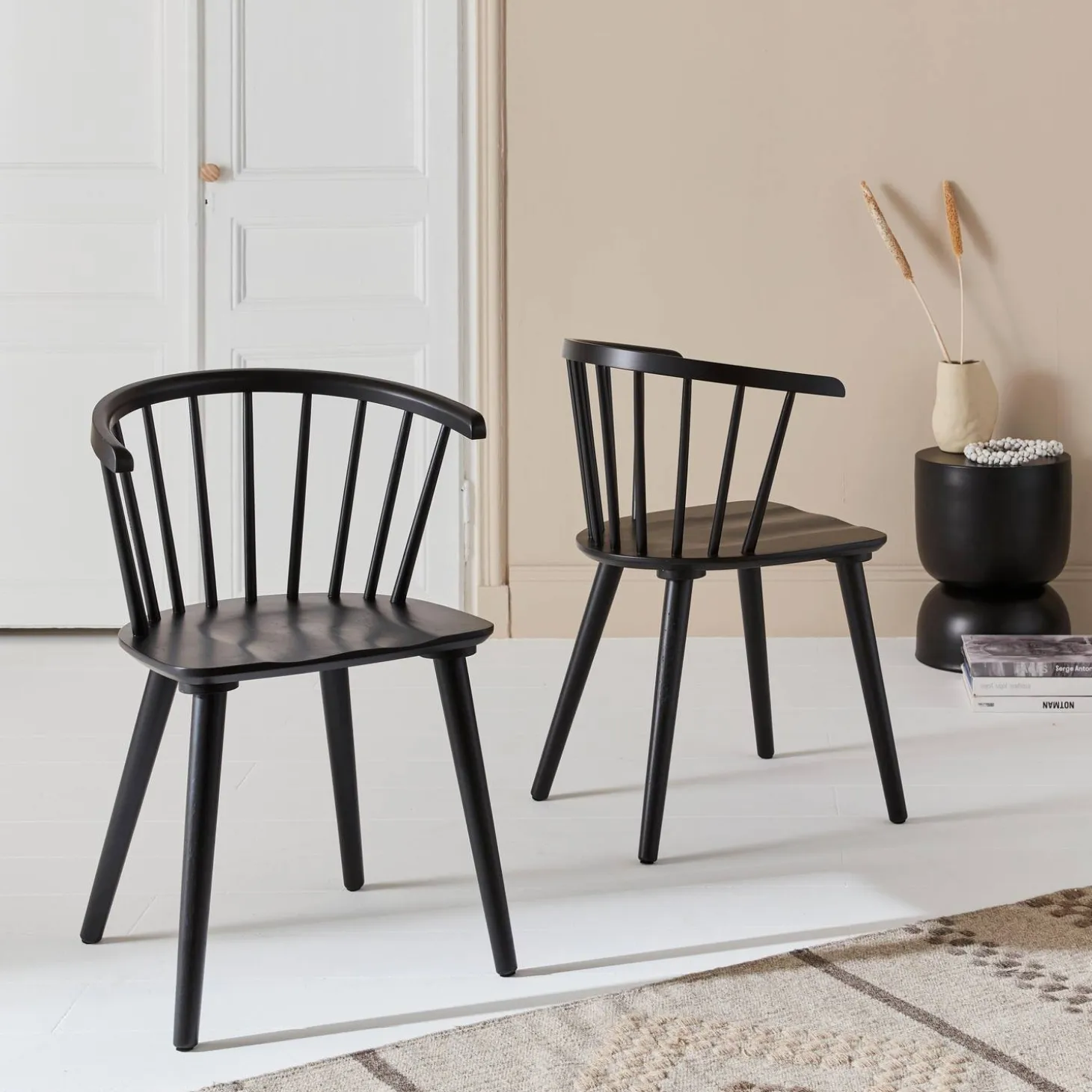 Pair of chairs in walnut wood and plywood