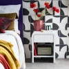 Pair of 1-drawer bedside tables with a grooved wooden effect