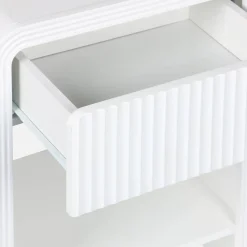 Pair of 1-drawer bedside tables with a grooved wooden effect