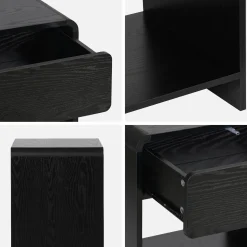 Pair of 1-drawer bedside tables with wooden effect