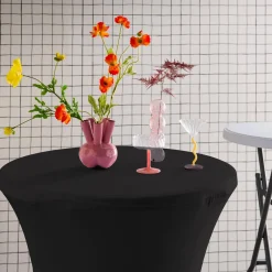 Pair of foldable high tables with protective covers