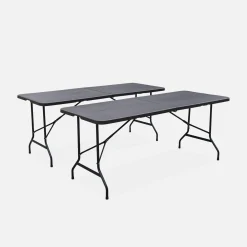 Pair of foldable plastic reception tables