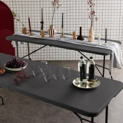Pair of foldable plastic reception tables
