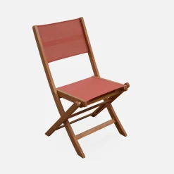 Pair of foldable wooden garden chairs