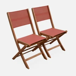 Pair of foldable wooden garden chairs