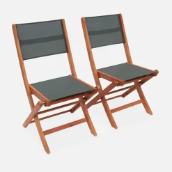 Pair of foldable wooden garden chairs