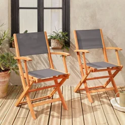 Pair of foldable wooden garden chairs