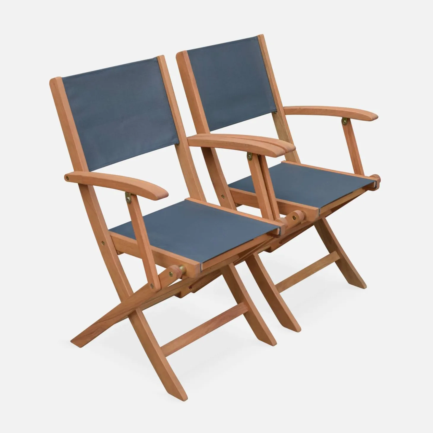 Pair of foldable wooden garden chairs