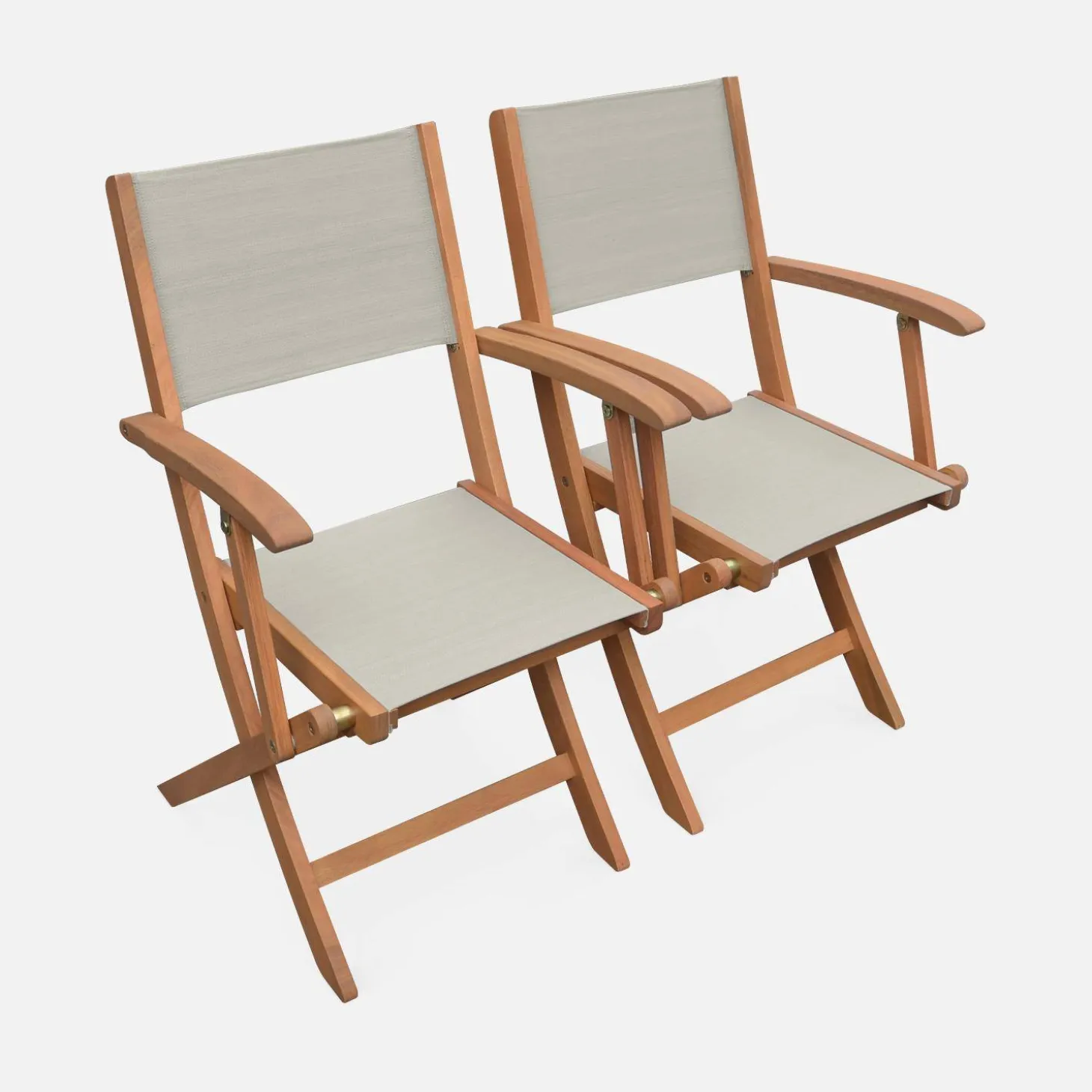 Pair of foldable wooden garden chairs