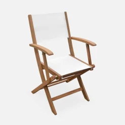 Pair of foldable wooden garden chairs