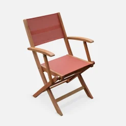 Pair of foldable wooden garden chairs