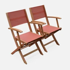 Pair of foldable wooden garden chairs