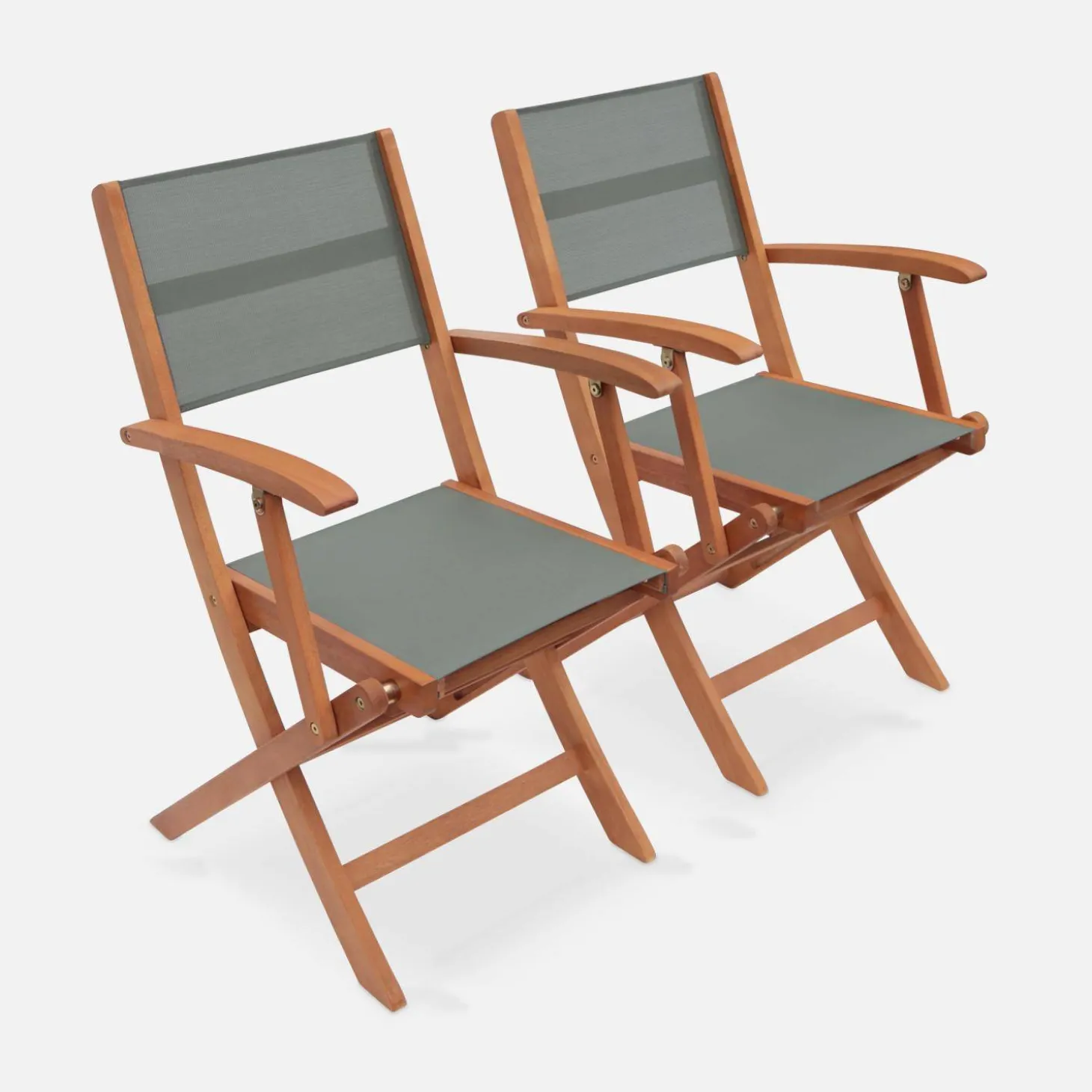Pair of foldable wooden garden chairs