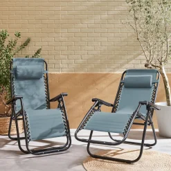 Pair of foldable zero gravity reclining chairs