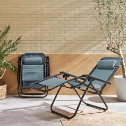 Pair of foldable zero gravity reclining chairs