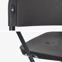 Pair of folding plastic reception tables with 12 chairs