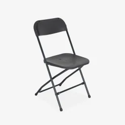 Pair of folding plastic reception tables with 12 chairs